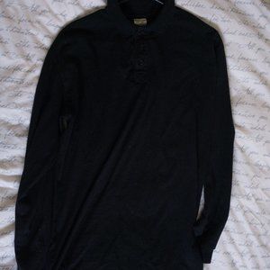 Black Long Sleeve - Button Collar Pull-Over